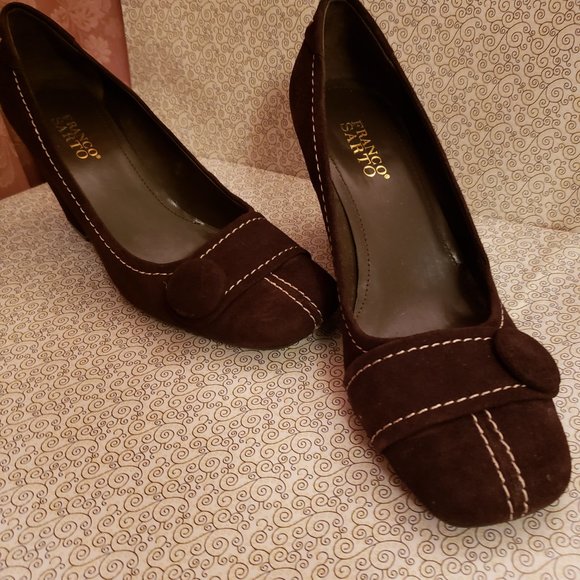 Franco Sarto  Retro  Style  Suede Leather Dress Shoes  Wedges 9 1/2M - Picture 5 of 12